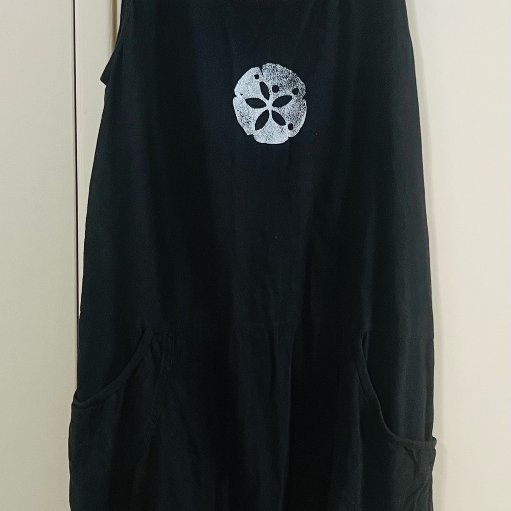 Fresh Produce Black Dress with Sand Dollar Motif